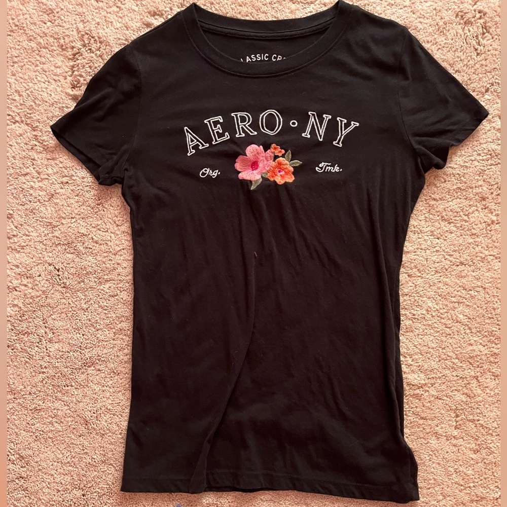 Aeropostale Black Floral Women's Top